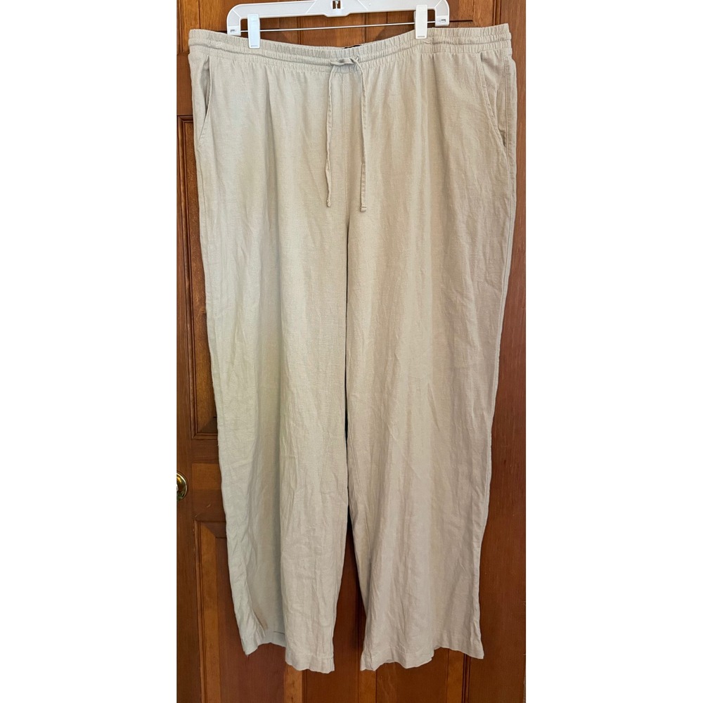 Gap Linen-Blend Pant Women XXL Beige Drawstring Comfort Waist Lightweight Summer